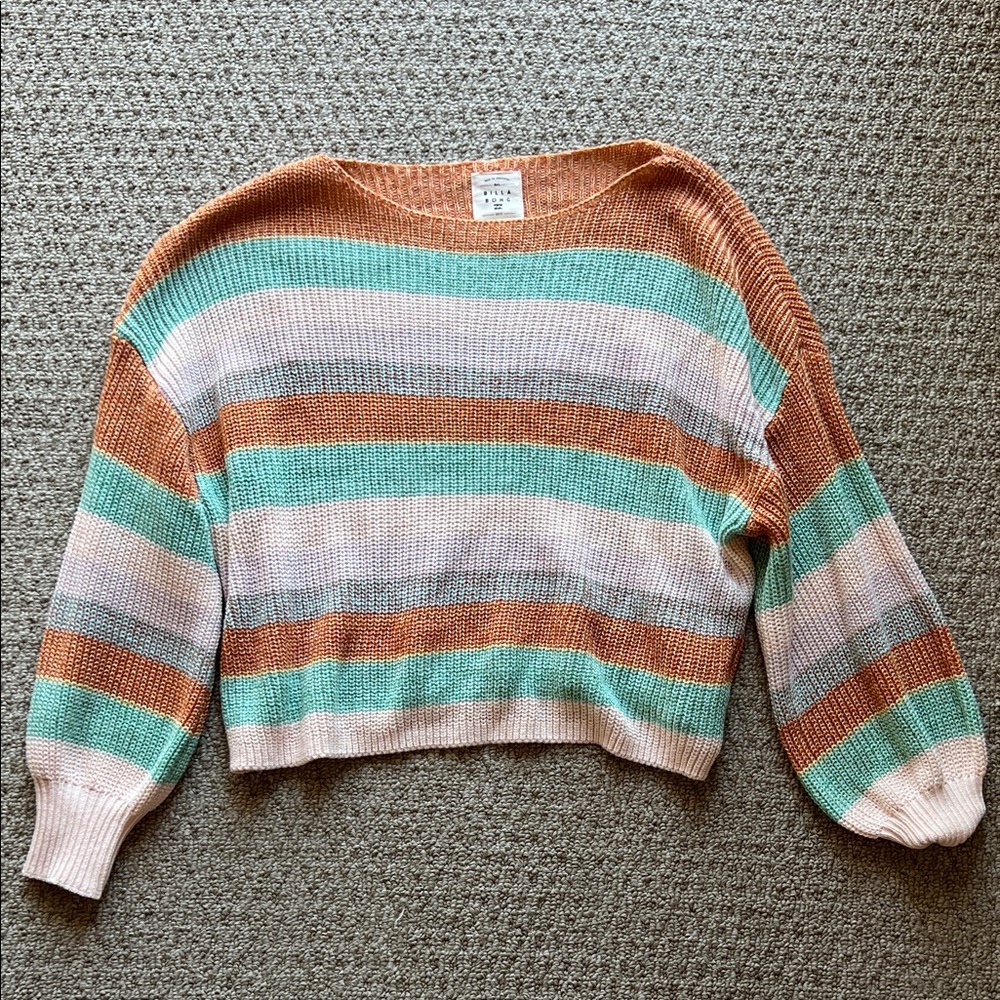 NWOT Billabong Light Wave Multicolor Striped Sweater Size Large